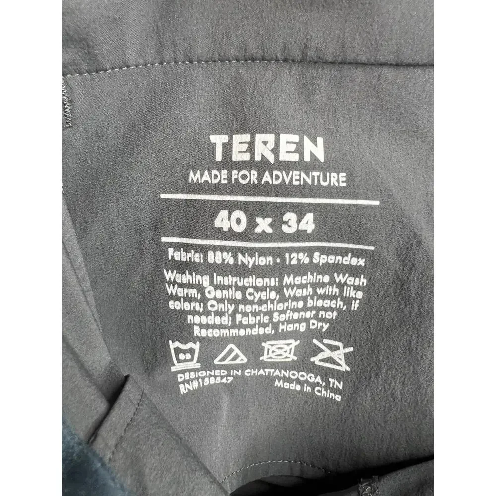Teren Hiking Pants Mens 40x34 Gray Stretch Performance Slim Fit Outdoor - Picture 4 of 14